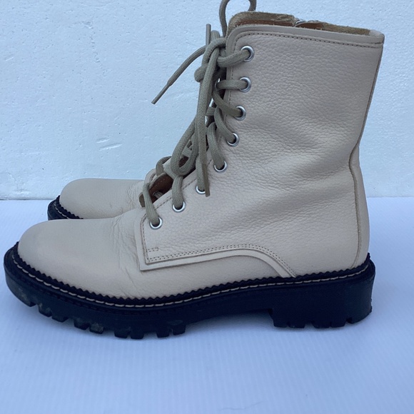 M Gemi Benedetta Sand Beige Combat Boots Like New Size 37 / 6.5 - Picture 3 of 9
